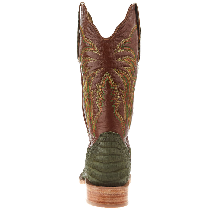 R Watson Boots Men's Nubuck Olive Green Caiman 13in Vintage Amber Calf Top