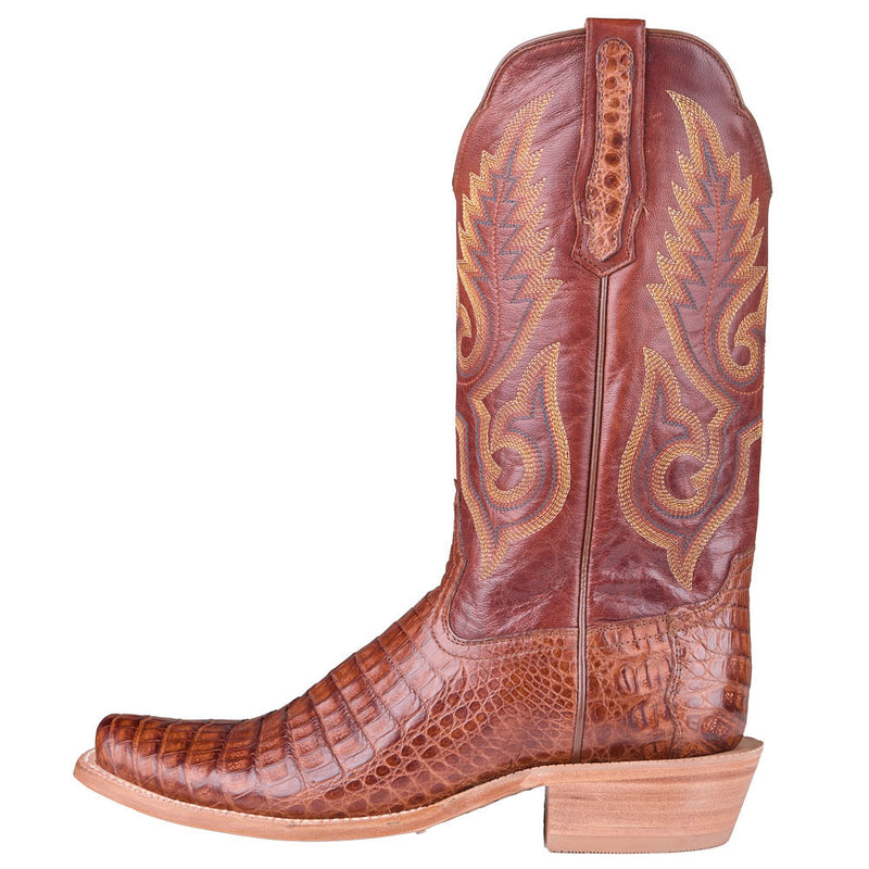 R Watson Boots Men's Dark Cognac Caiman Belly Vamp 13in Rusty Cognac Top