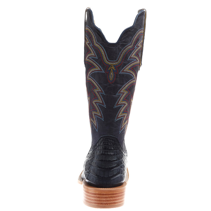 R Watson Boots Men`s Blue Jean Caiman Vamp 13 Inch Midnight Blue Cowhide Top Boot