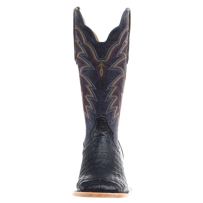 R Watson Boots Men`s Blue Jean Caiman Vamp 13 Inch Midnight Blue Cowhide Top Boot