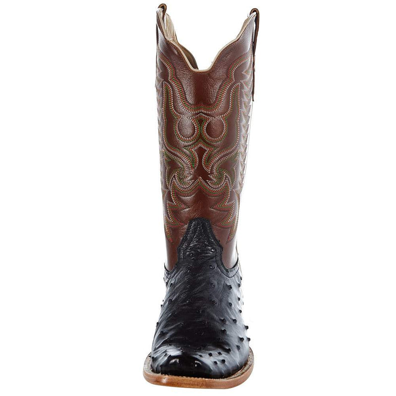 R Watson Boots Men's Black Full Quill Ostrich 13in. Cognac Sinatra Top Boot
