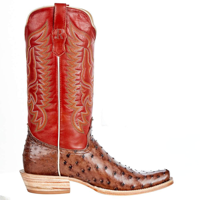 R Watson Boots Men's Kango Tobac Full Quill Ostrich 13in. Indian Orange Top Boots