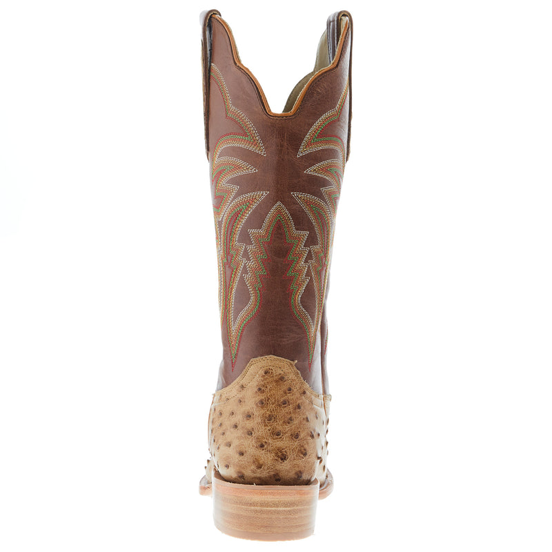 R Watson Boots Men's Antique Saddle Full Quill Ostrich Round Toe 13in Sunset Tan Top