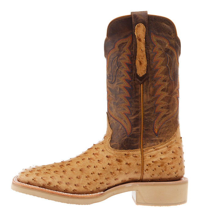 R Watson Boots Men`s Antique Saddle Full Quill Ostrich Vamp 11 Inch Tan Goat Top Boot