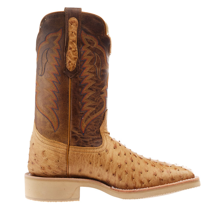 R Watson Boots Men`s Antique Saddle Full Quill Ostrich Vamp 11 Inch Tan Goat Top Boot