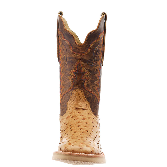 R Watson Boots Men`s Antique Saddle Full Quill Ostrich Vamp 11 Inch Tan Goat Top Boot