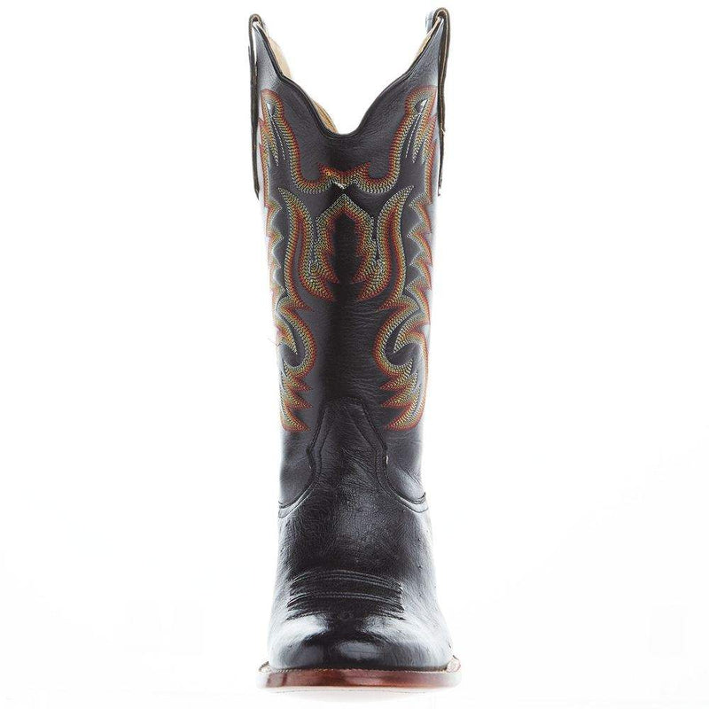 R Watson Boots Men's R. Black Smooth Ostrich Round Toe 13in Black Sinatra Top Cowboy Boot