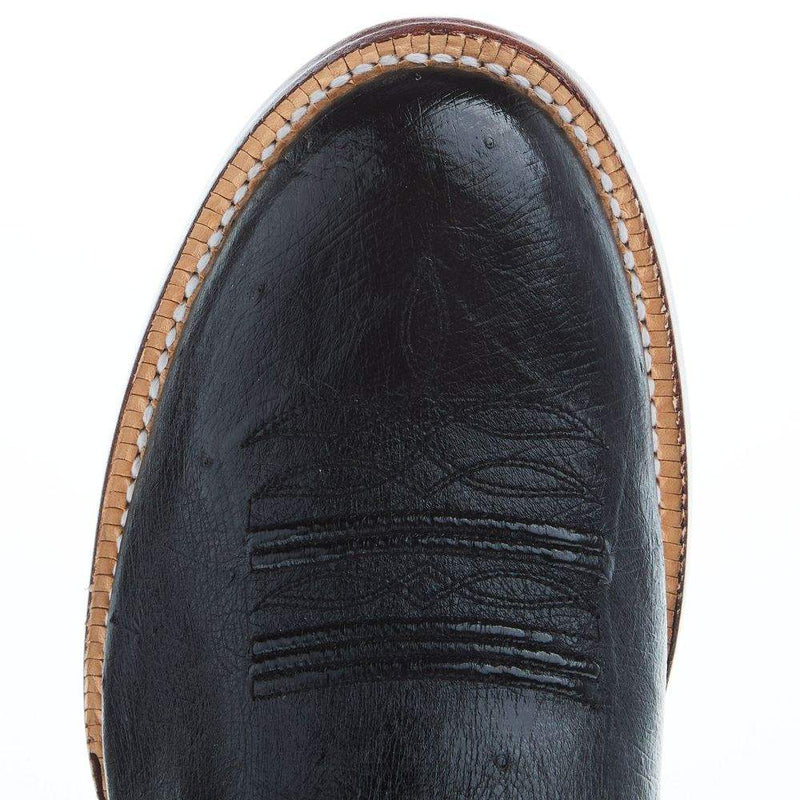 R Watson Boots Men's R. Black Smooth Ostrich Round Toe 13in Black Sinatra Top Cowboy Boot