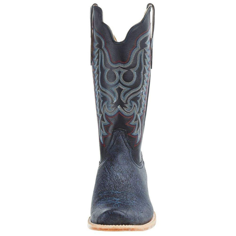 R Watson Boots Men`s Blue Cape Buffalo 13in Midnight Blue Sinatra Cowhide Top Boot