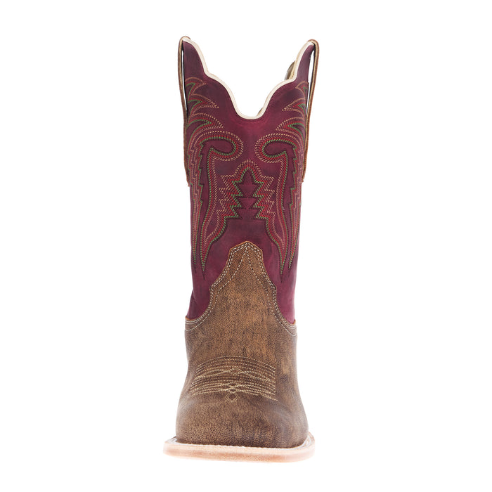R Watson Boots Men`s Tan Nubuck Camel 11In Vella Rosa Top Cowboy Boot