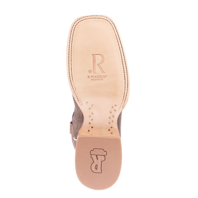 R Watson Boots Men`s Tan Nubuck Camel 11In Vella Rosa Top Cowboy Boot