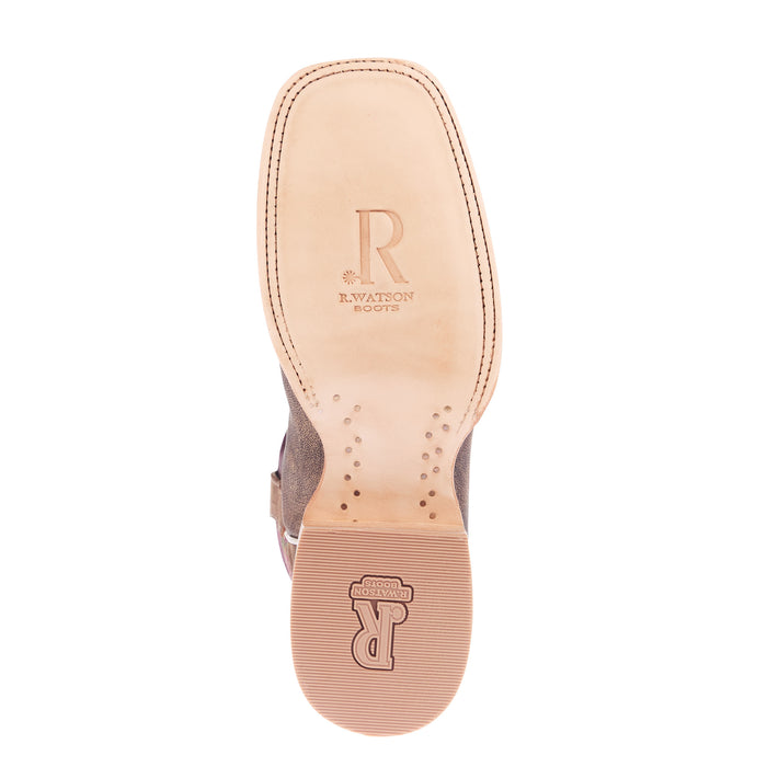 R Watson Boots Men`s Tan Nubuck Camel 11In Vella Rosa Top Cowboy Boot
