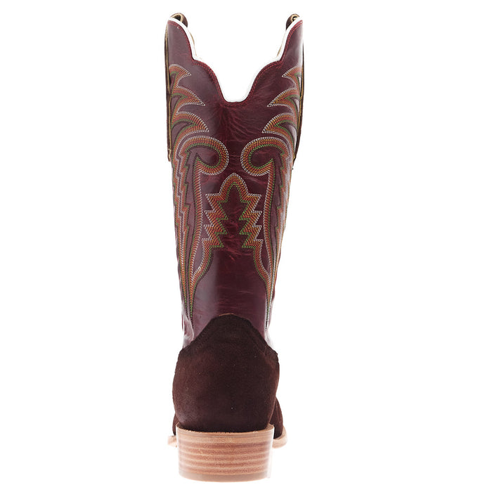R Watson Boots Men's Chocolate Roughout Deer Vamp 13in Volcanic Red Top