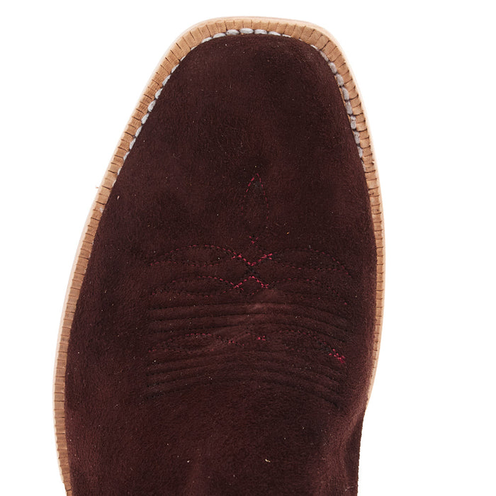 R Watson Boots Men's Chocolate Roughout Deer Vamp 13in Volcanic Red Top