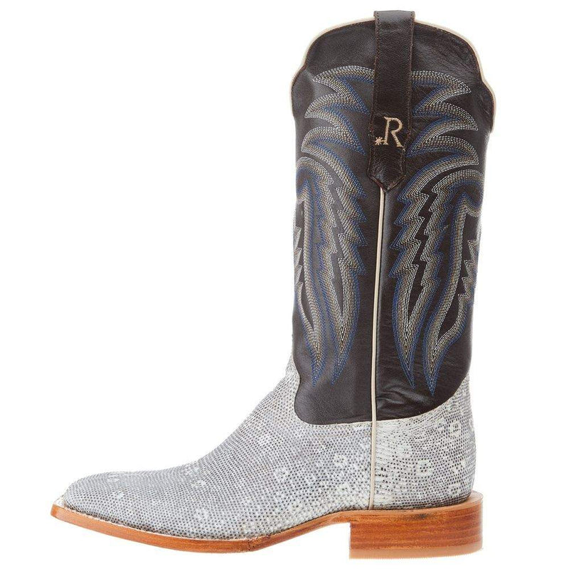 R Watson Boots Mens Natural Ring Tail Lizard 13in Chocolate Cowhide Boot