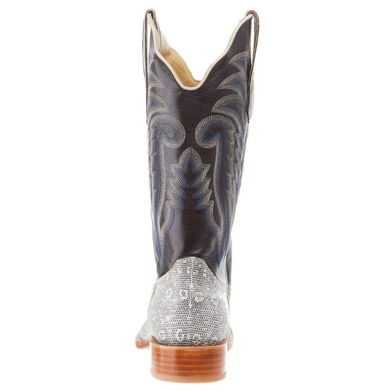 R Watson Boots Mens Natural Ring Tail Lizard 13in Chocolate Cowhide Boot