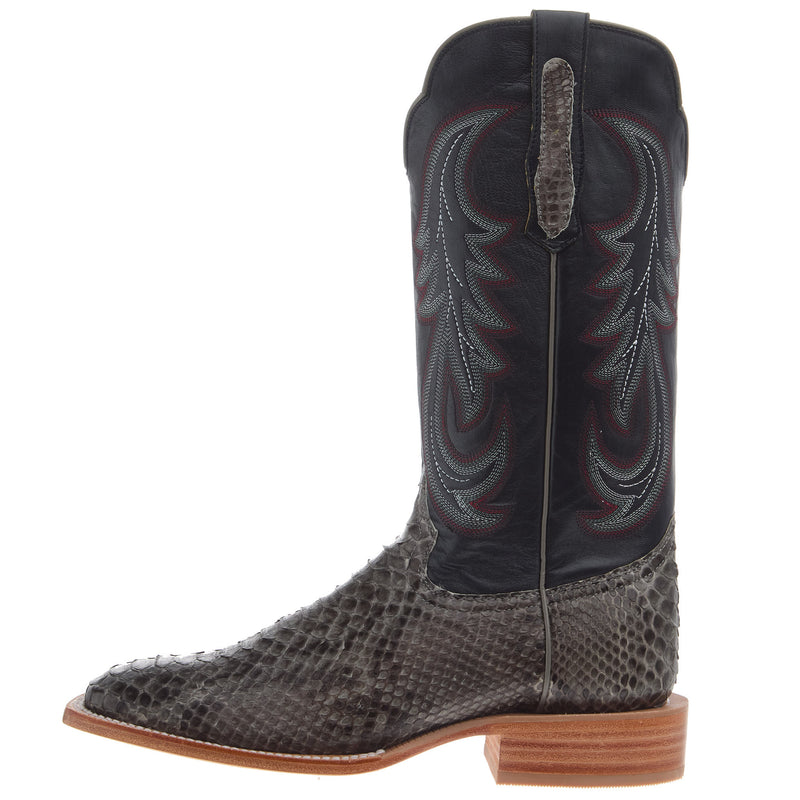R Watson Boots Men`s Grey Sueded Black Cut Python 11In Deep Pacific Top Cowboy Boot