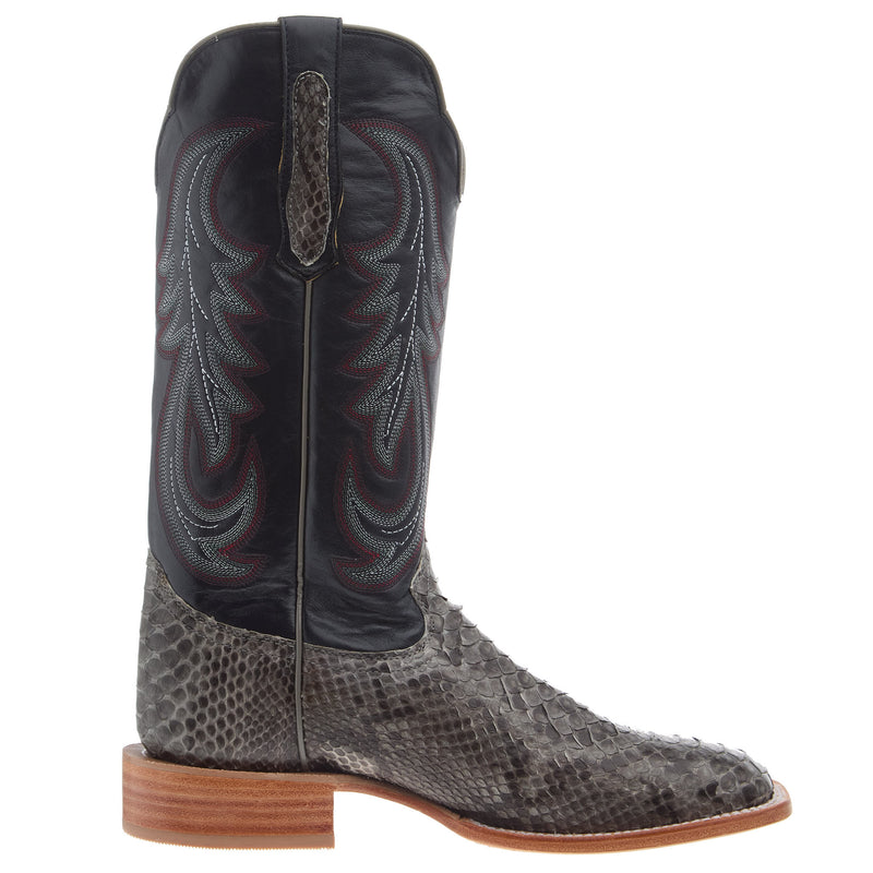 R Watson Boots Men`s Grey Sueded Black Cut Python 11In Deep Pacific Top Cowboy Boot