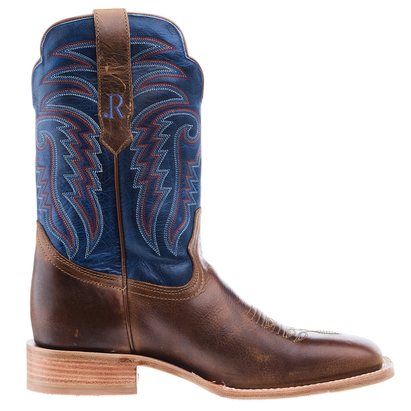 R Watson Boots Men`s Honey Cowhide 11In Electric Blue Top Cowboy Boot