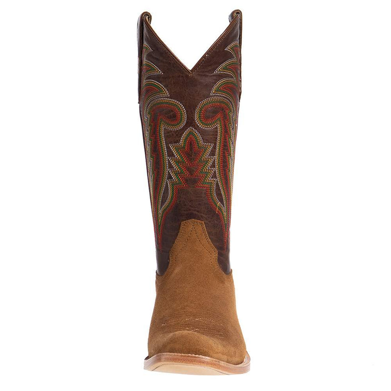 R Watson Boots R Mens Tan Roughout 13in Arizona Tan Cowhide Top Cutter Toe Cowboy Boots