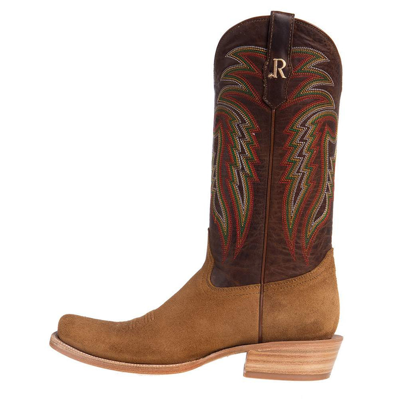 R Watson Boots R Mens Tan Roughout 13in Arizona Tan Cowhide Top Cutter Toe Cowboy Boots