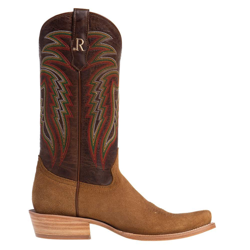 R Watson Boots R Mens Tan Roughout 13in Arizona Tan Cowhide Top Cutter Toe Cowboy Boots