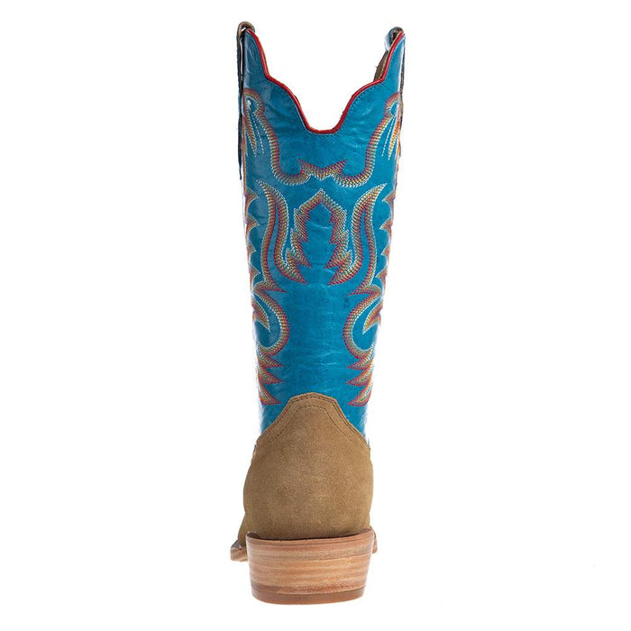 R Watson Boots Men's Sand Roughout 13in. Marine Blue Cowhide Top Cutter Toe Cowboy Boots