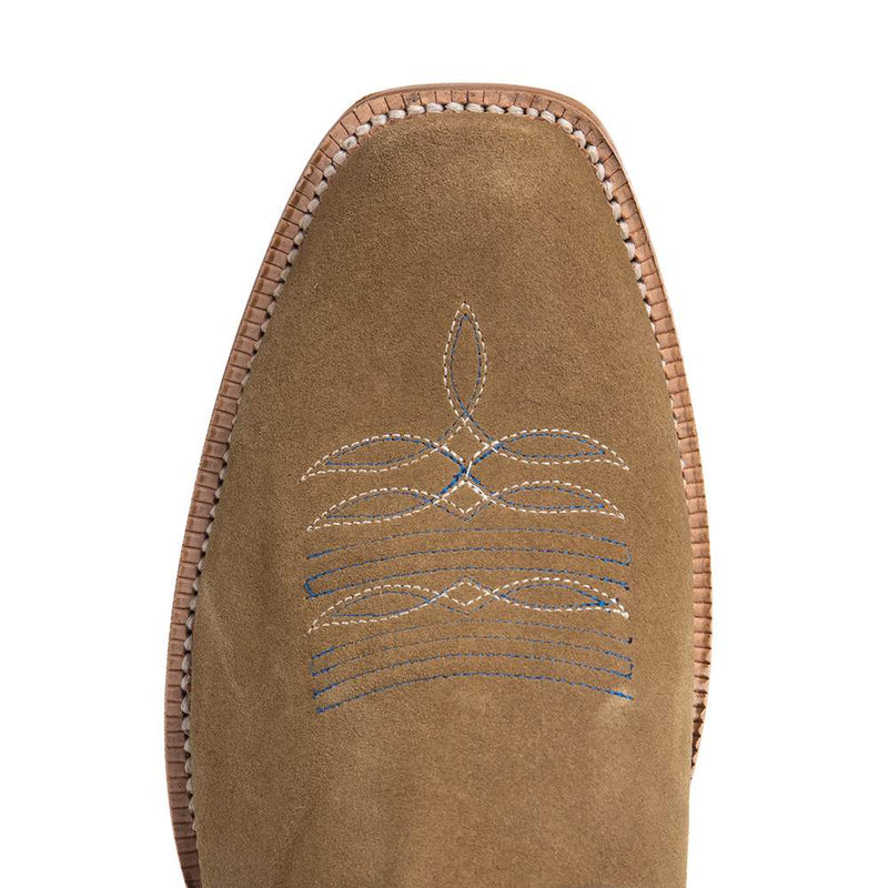 R Watson Boots Men's Sand Roughout 13in. Marine Blue Cowhide Top Cutter Toe Cowboy Boots