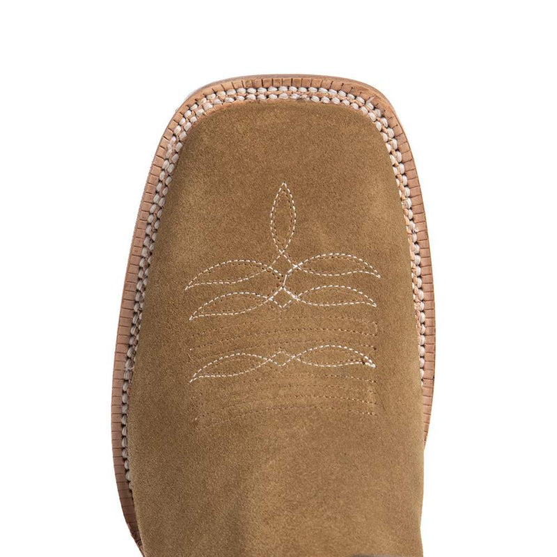 R Watson Boots Men's Sand Roughout 13in. Cherry Red Cowhide Top Square Toe Cowboy Boots