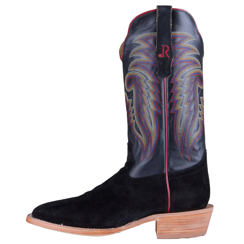 R Watson Boots Men's Black Roughout Vamp 13in Black Cowhide Top
