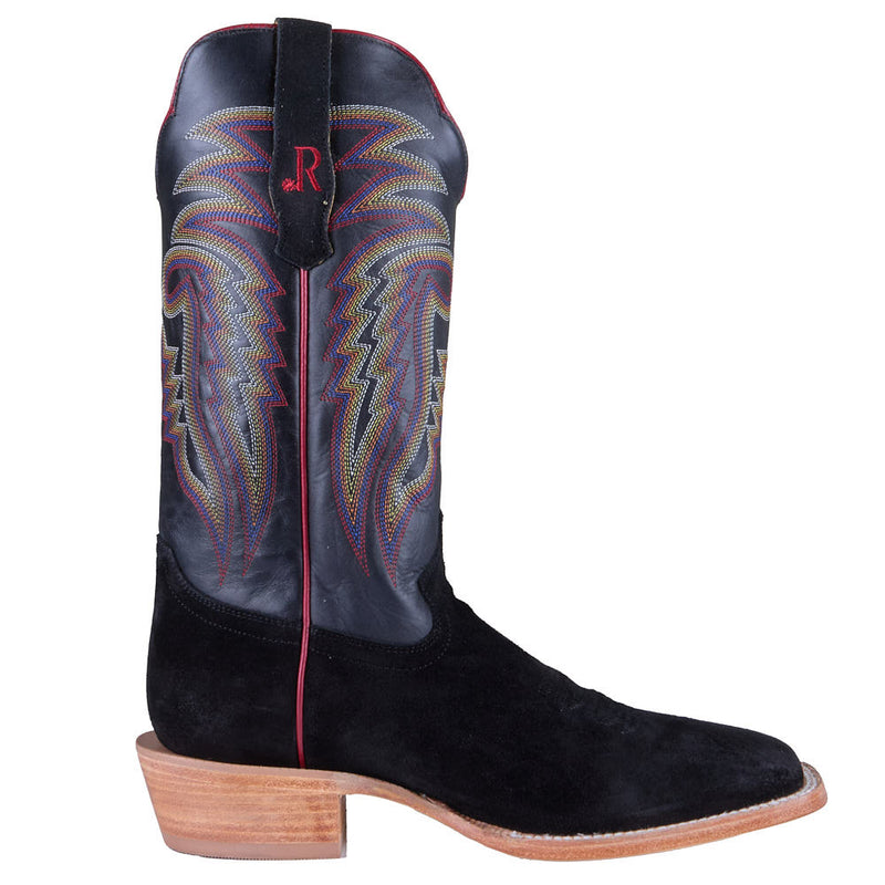 R Watson Boots Men's Black Roughout Vamp 13in Black Cowhide Top