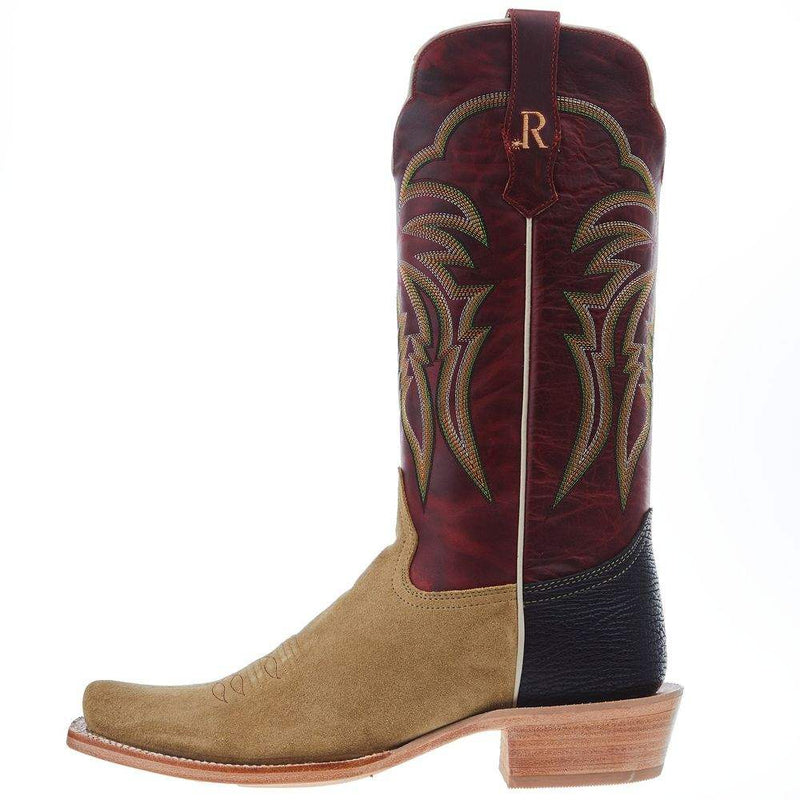 R Watson Boots Men's Heavy Natural Rough Out 13in Volcanic Red Cowhide Top Cowboy Boot