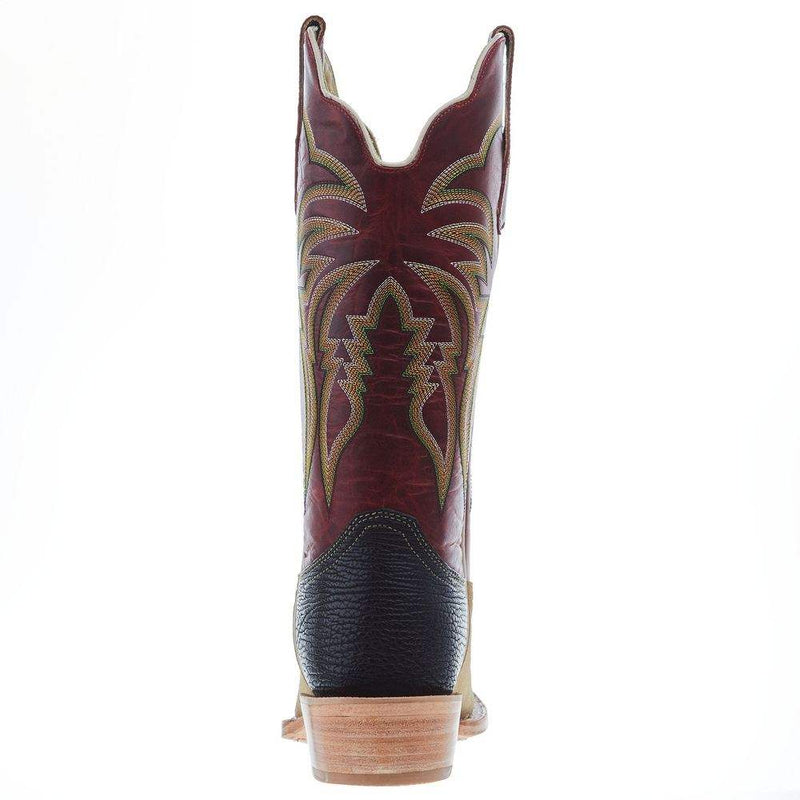 R Watson Boots Men's Heavy Natural Rough Out 13in Volcanic Red Cowhide Top Cowboy Boot