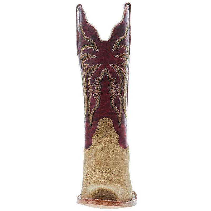 R Watson Boots Men's Heavy Natural Rough Out 13in Volcanic Red Cowhide Top Cowboy Boot