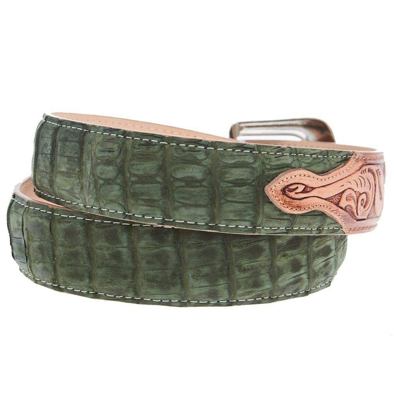 R Watson Boots Men's Nubuck Suede Olive Caiman Belt