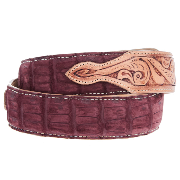 R Watson Boots Men's Nubuck Suede Rhubarb Caiman Belt