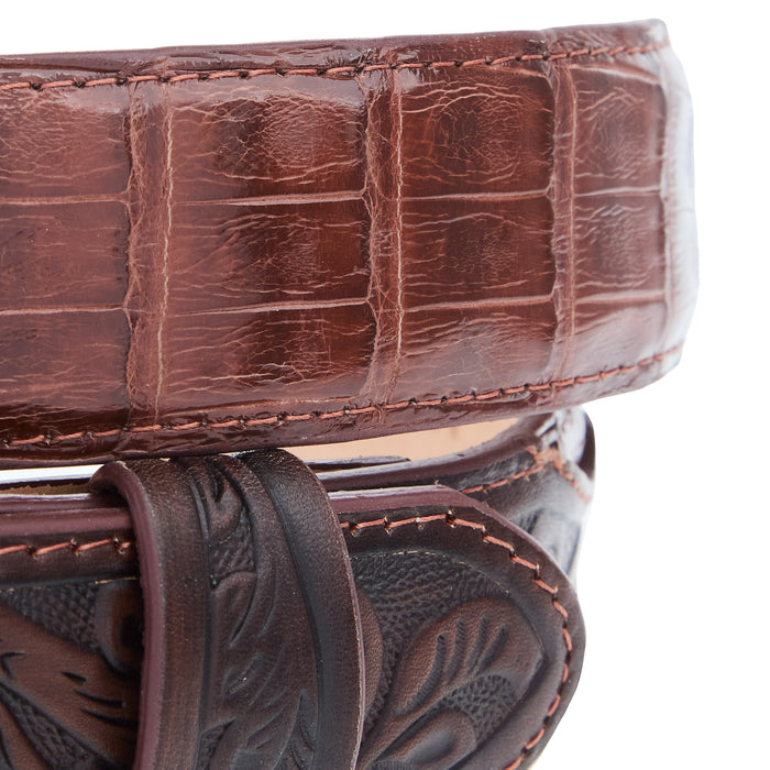 R Watson Boots Men's Glazed Tobacco Caiman Belt