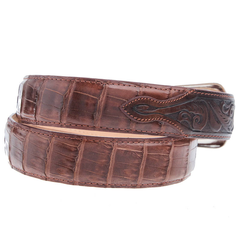 R Watson Boots Men's Glazed Tobacco Caiman Belt