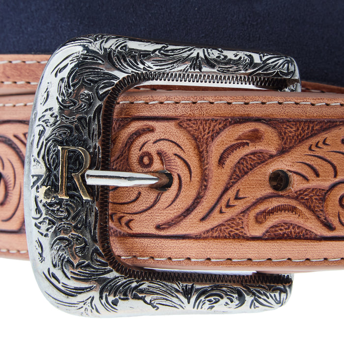 R Watson Men's Navy Suede Belt
