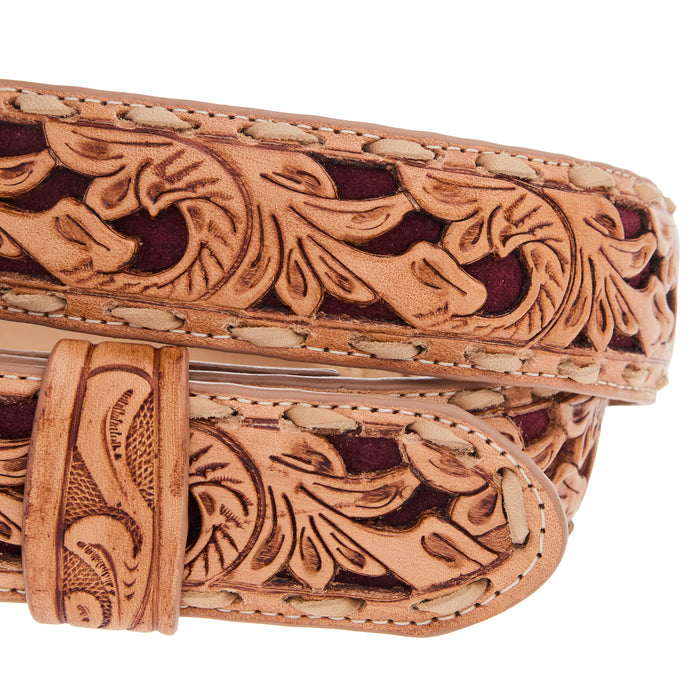 R Watson Boots Men's Rhubarb Suede Underlay Natural Embossed Belt