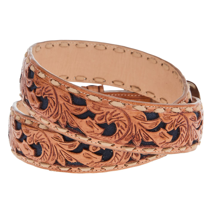R Watson Boots Men's Navy Suede Underlay Natural Embossed Belt