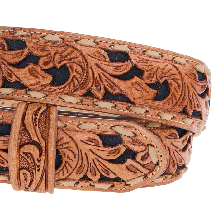 R Watson Boots Men's Navy Suede Underlay Natural Embossed Belt
