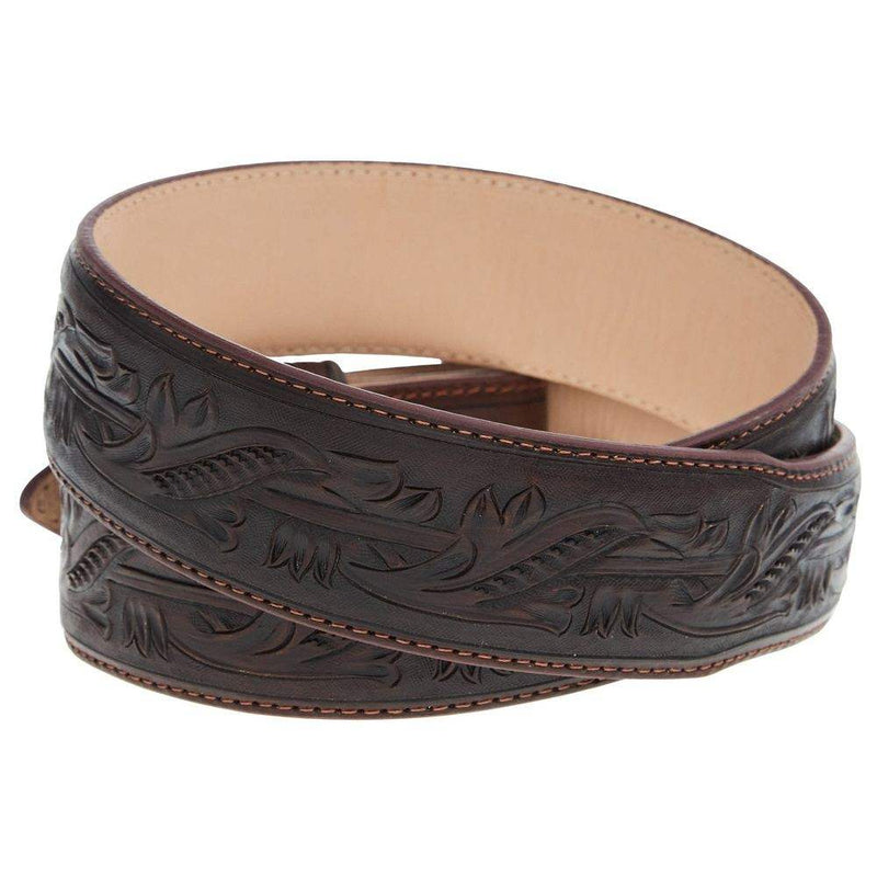 R Watson Boots Men's Cognac Tooled Tapered Belt