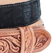 R Watson Boots Men's Nubuck Suede Black Caiman Belt