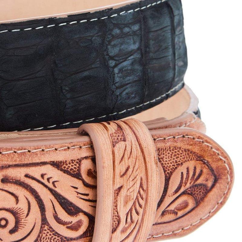 R Watson Boots Men's Nubuck Suede Black Caiman Belt