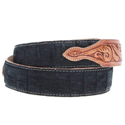 R Watson Boots Men's Nubuck Suede Black Caiman Belt
