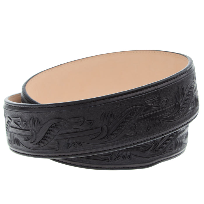 R Watson Boots Men's Hand Tooled Black Tapered Belt