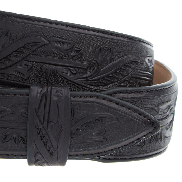 R Watson Boots Men's Hand Tooled Black Tapered Belt