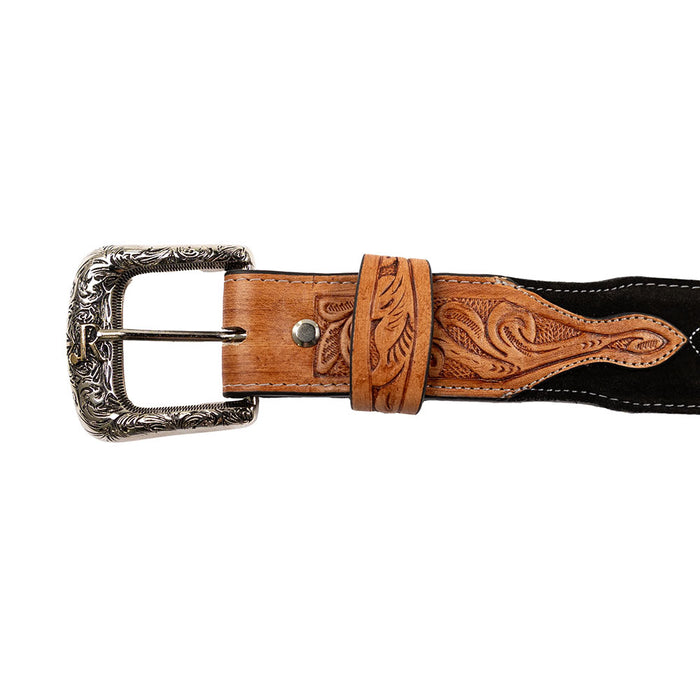 R Watson Boots Men's Black Stitched Roughout Belt