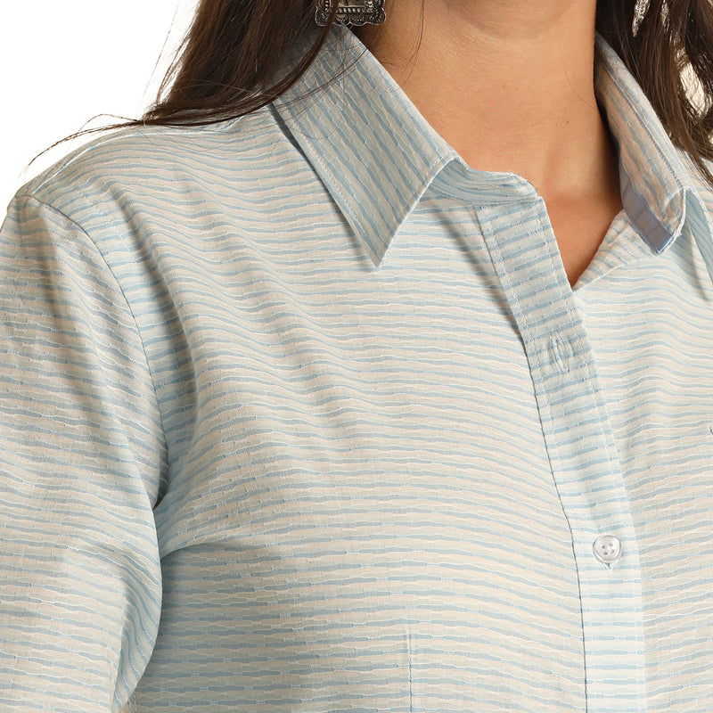 Panhandle Women's Blue Stripe Button Down Shirt